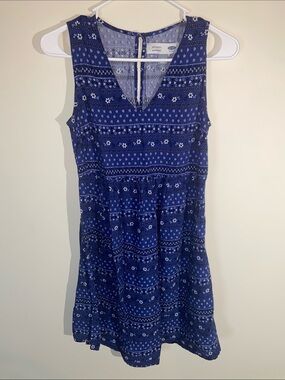 Old Navy Maternity Women's Blue Patterned V-Neck Dress Size M